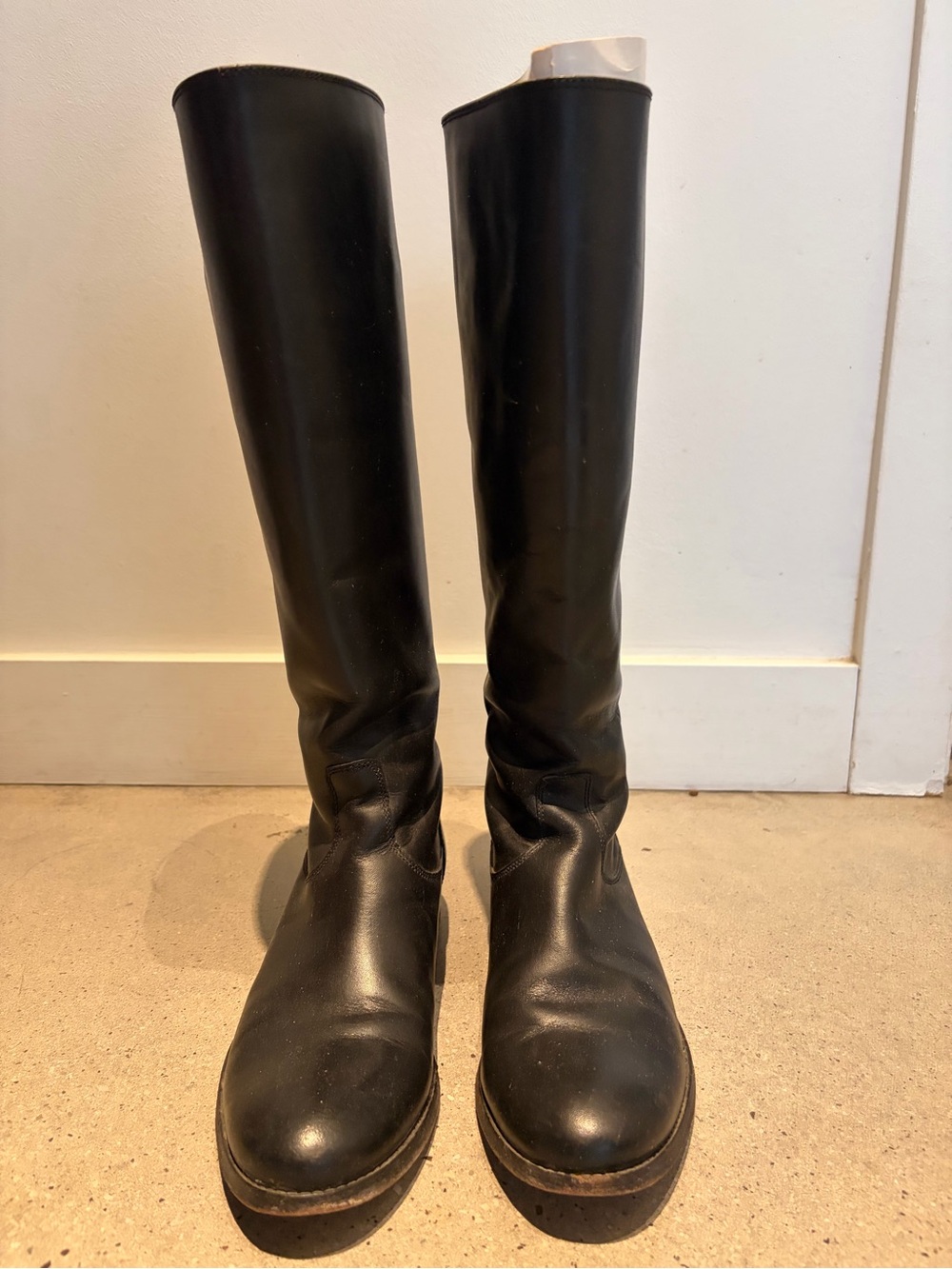 Women’s Frye Melissa back zipper button Black Leather Knee-High Boots